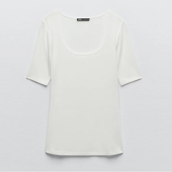 Zara White T-Shirt Top Size Small - Picture 1 of 5
